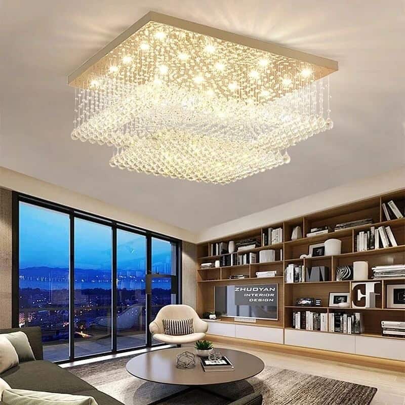 1. Crystal Cascade Ceiling Glow - rectangle living room ideas