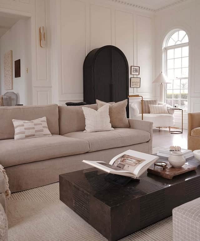 14. Classic Cream and Charcoal Composition - rectangle living room ideas