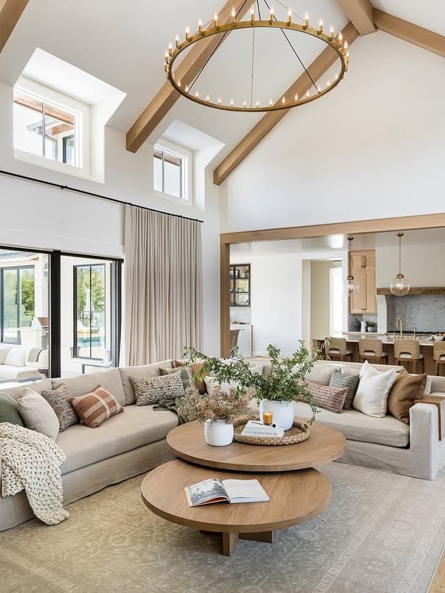 18. Natural Timber and Cream Loft Style - rectangle living room ideas