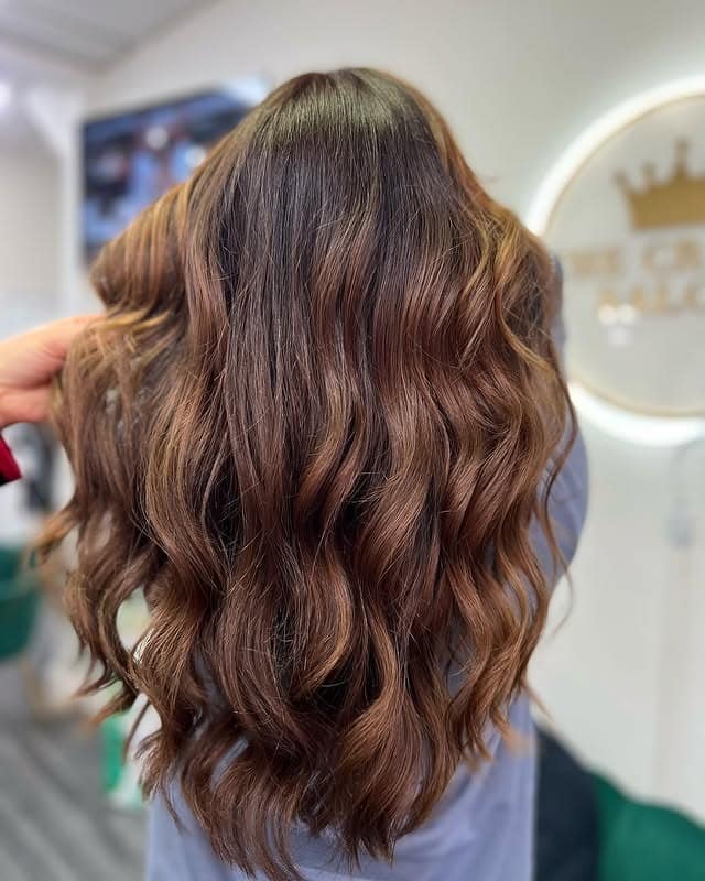 1. Rich Mocha Waves with Soft Dimensional Balayage - Brunette Balayage Hair Color