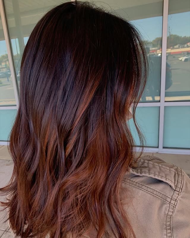1. Soft Waves with Deep Auburn Dimension - Dark Auburn Hair Color