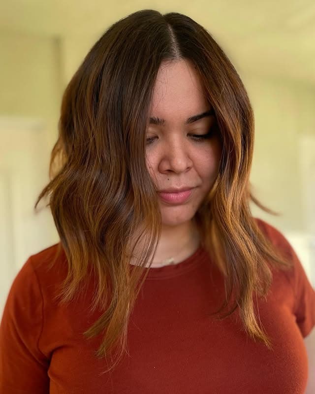 2. Mid-Length Layered Cut in Warm Auburn - Dark Auburn Hair Color