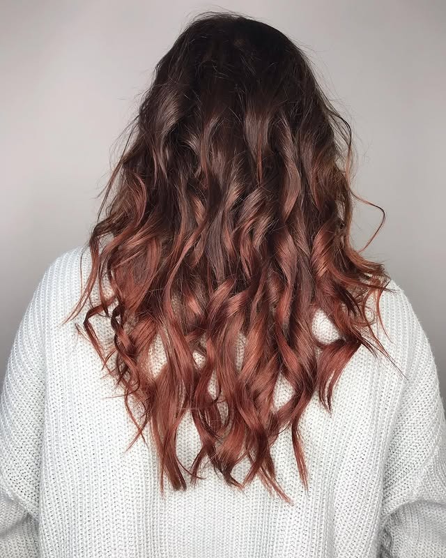 21. Wavy Mid-Length Layers with Dark Auburn Blend - Dark Auburn Hair Color