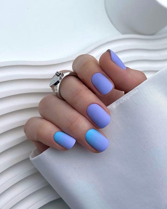 16. Pastel Blue Ombre Square Nails - gradient nail ideas