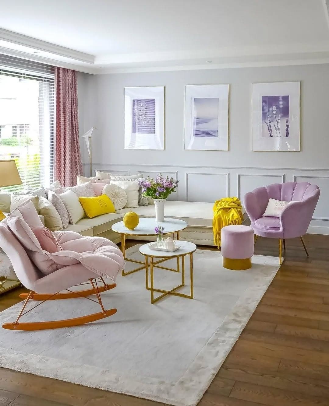 18. Soft Glam Living Room with Ivory Plush Carpet - living room carpet ideas