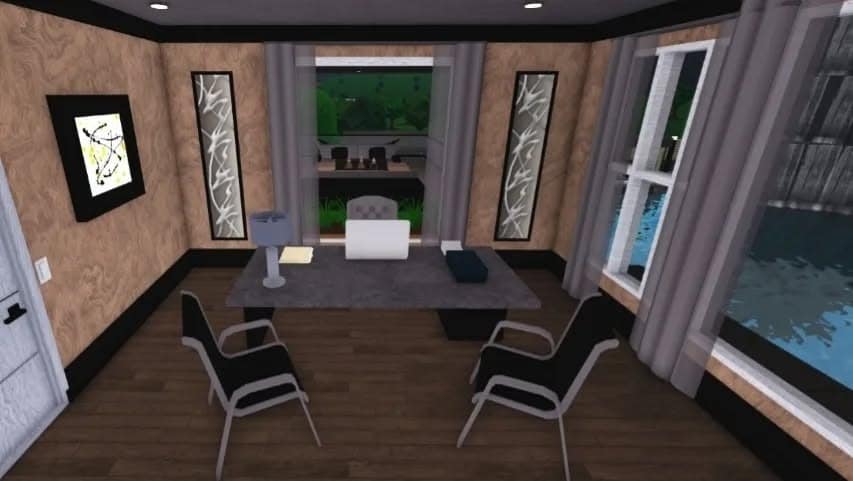 9. Formal Meeting Office in Brown and Black - bloxburg office ideas