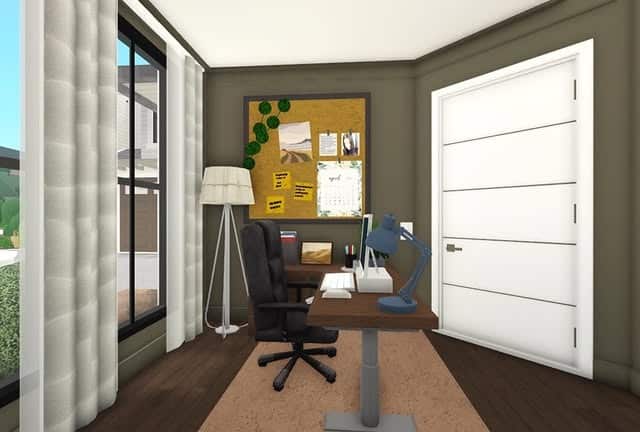 12. Compact Planning Office in Sage and Walnut - bloxburg office ideas