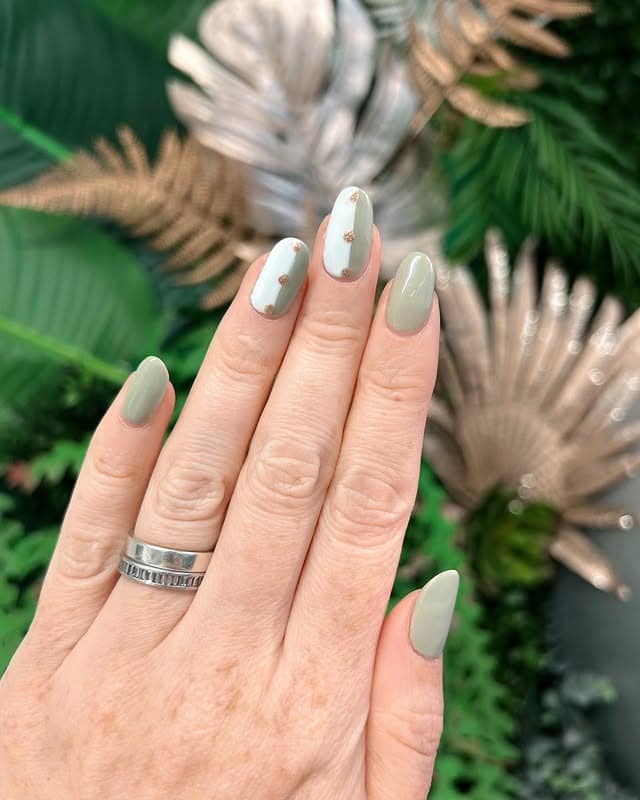 1. Soft Sage Botanical Minimalism - green and white nail ideas