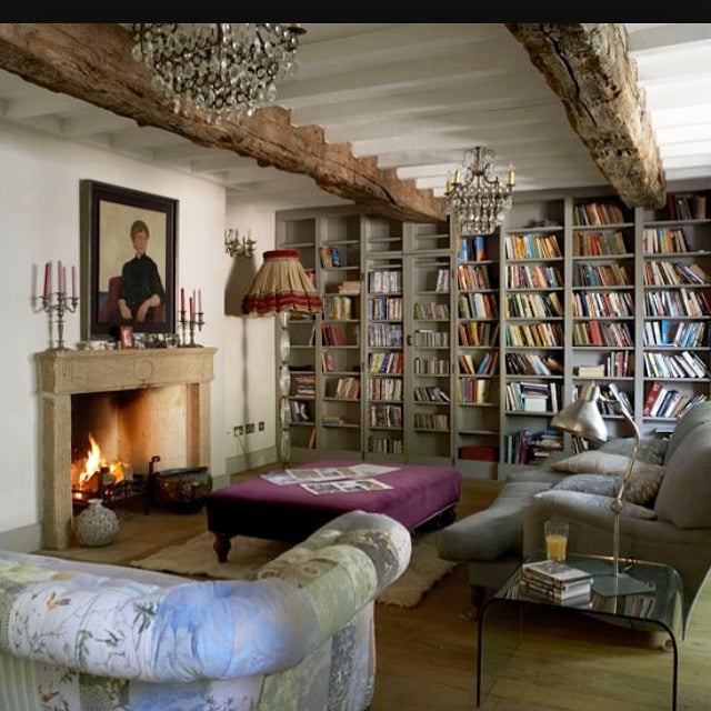 15. Traditional Library Shelving in Soft Taupe and Cream - living room shelf ideas