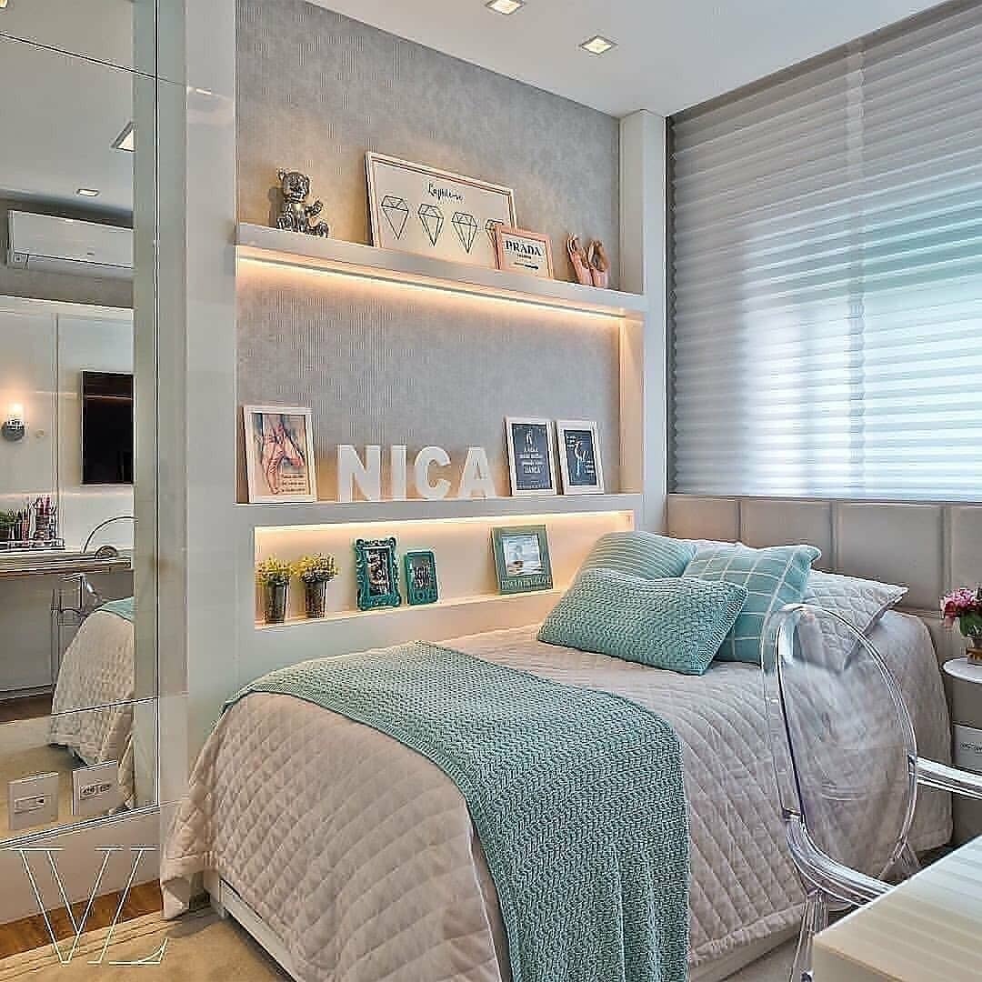 7. Contemporary Chic in Gray and Soft Teal - dream bedroom ideas
