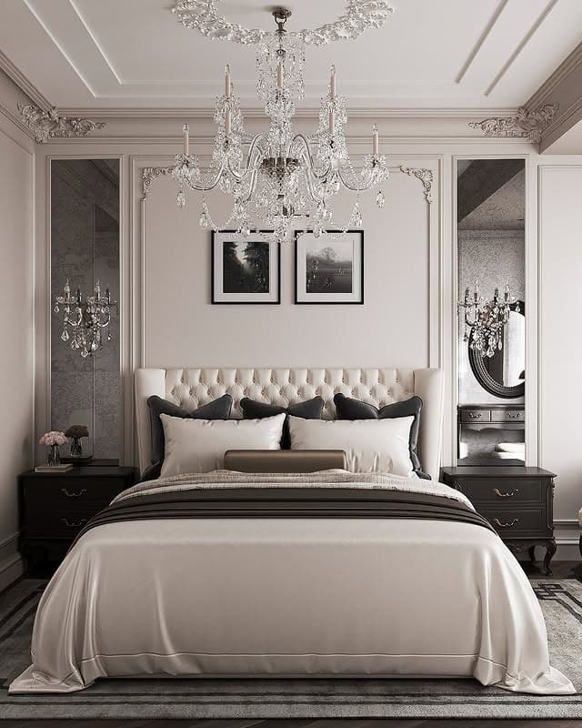 11. Parisian Elegance in Soft Gray and Cream - dream bedroom ideas