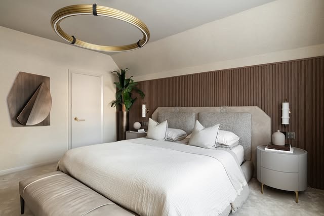 13. Contemporary Comfort in Beige and Warm Wood - dream bedroom ideas