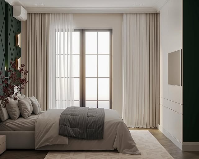 15. Urban Sophistication in White and Deep Green - dream bedroom ideas