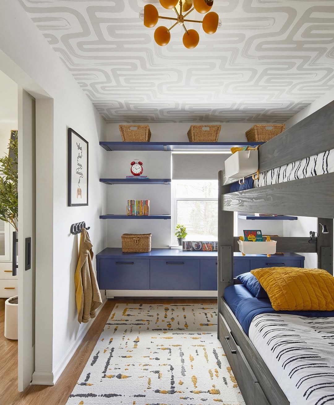 22. Playful Built-In Bunk Bedroom in Blue and Soft White - dream bedroom ideas