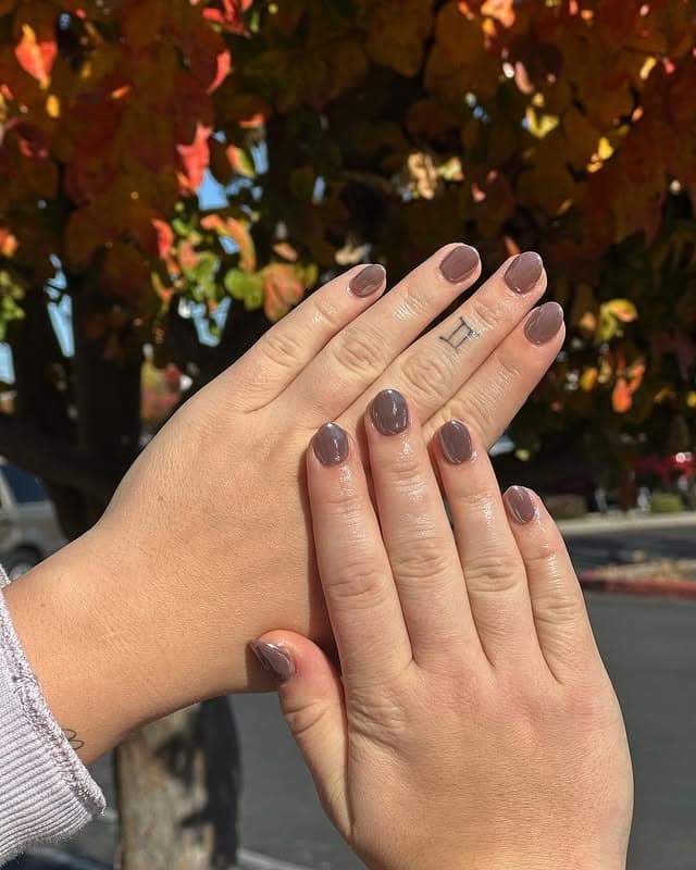 20. Soft Mocha Short Nails - light brown nail ideas