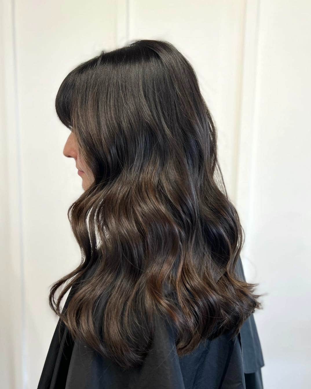 4. Side-Profile Waves with Dimensional Dark Brown - Dark Brown Hair Color