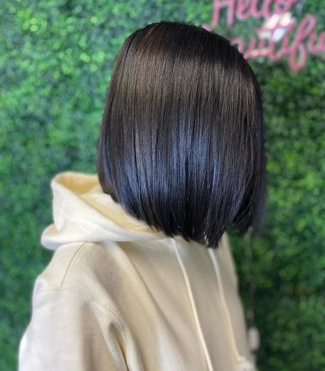 5. Precision Bob in Glossy Dark Brown - Dark Brown Hair Color