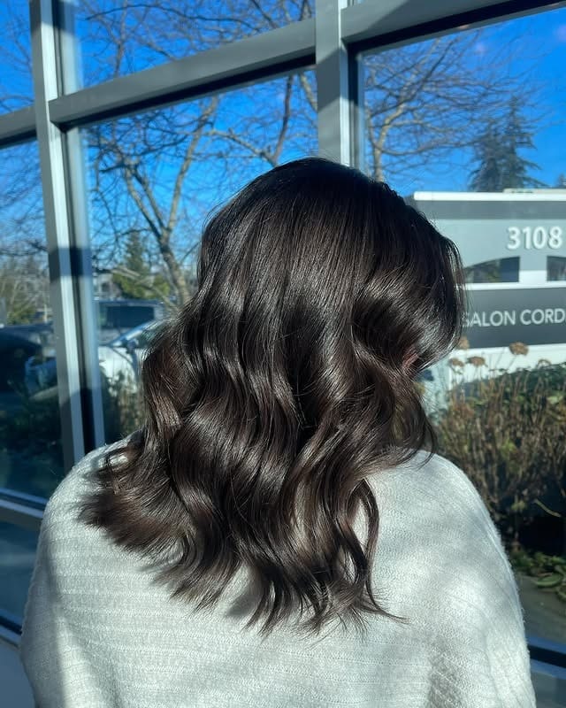 6. Shoulder-Length Waves with Rich Chocolate Brown - Dark Brown Hair Color