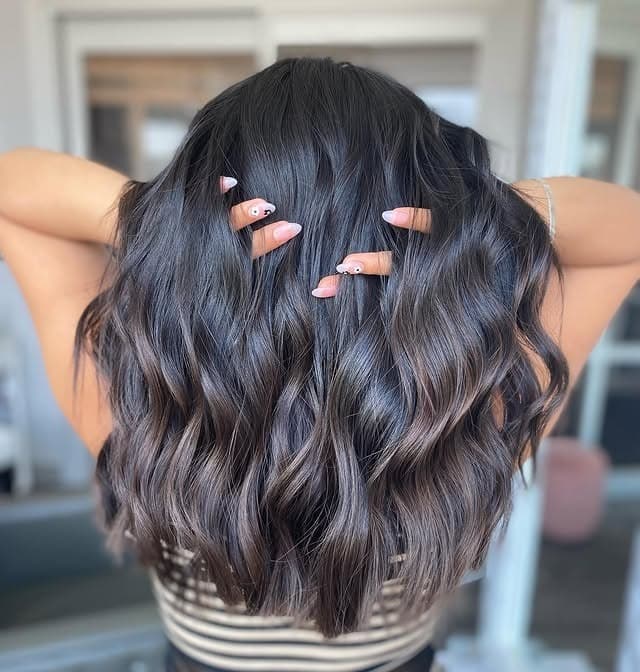 11. Soft Textured Waves in Cool Dark Brown - Dark Brown Hair Color