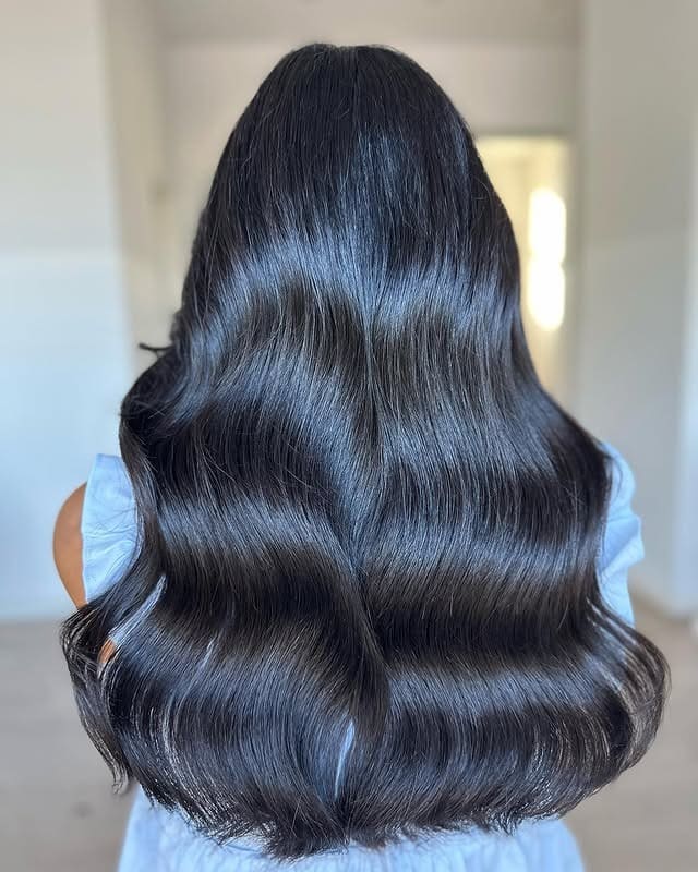 15. Long Sculpted Waves in Espresso Dark Brown - Dark Brown Hair Color