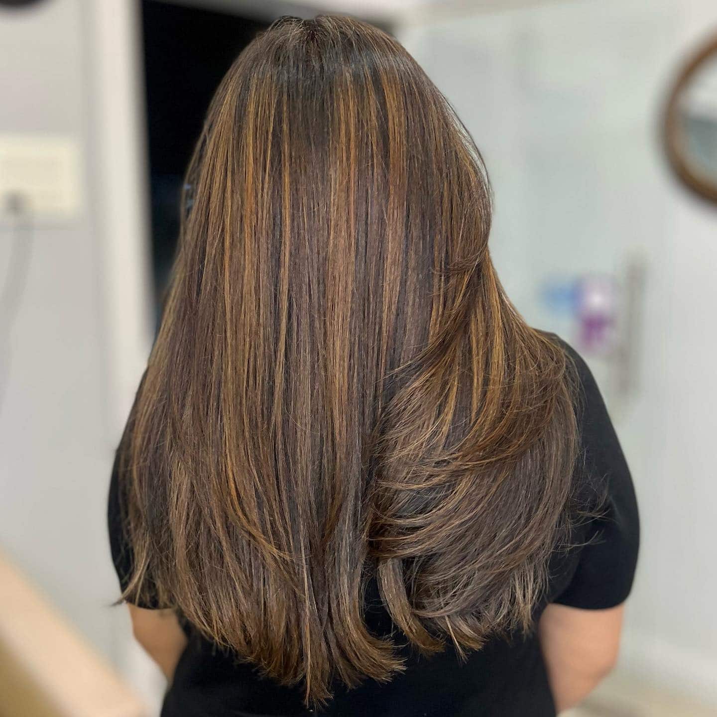 4. Classic Brunette with Caramel Highlights - Caramel Hair Color