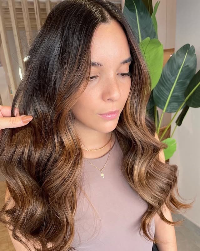 21. Soft Caramel Contour Waves - Caramel Hair Color