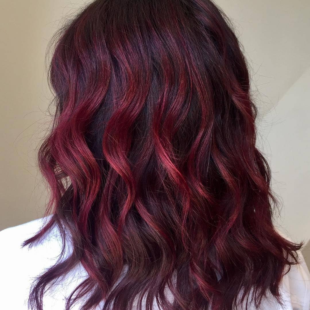 10. Deep Cherry Red with Lived-In Waves - Deep Red Hair Color