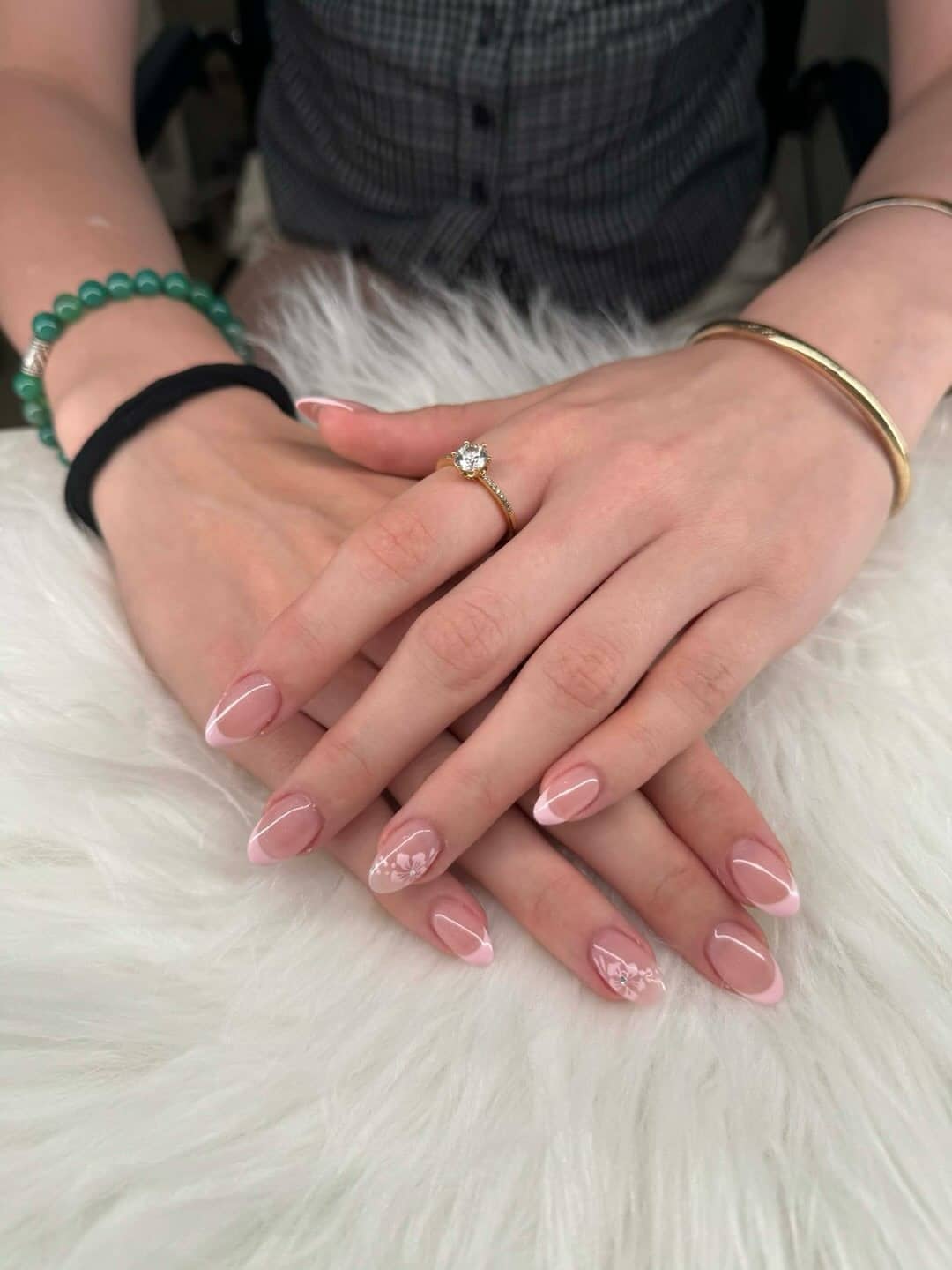 4. Sheer Blush Minimal Florals - luxury nail ideas