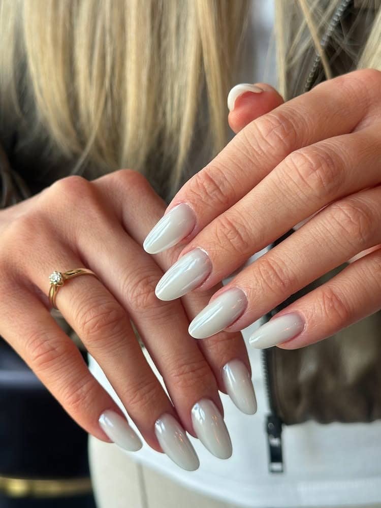 5. Soft Pearl Almonds in Milky White - luxury nail ideas