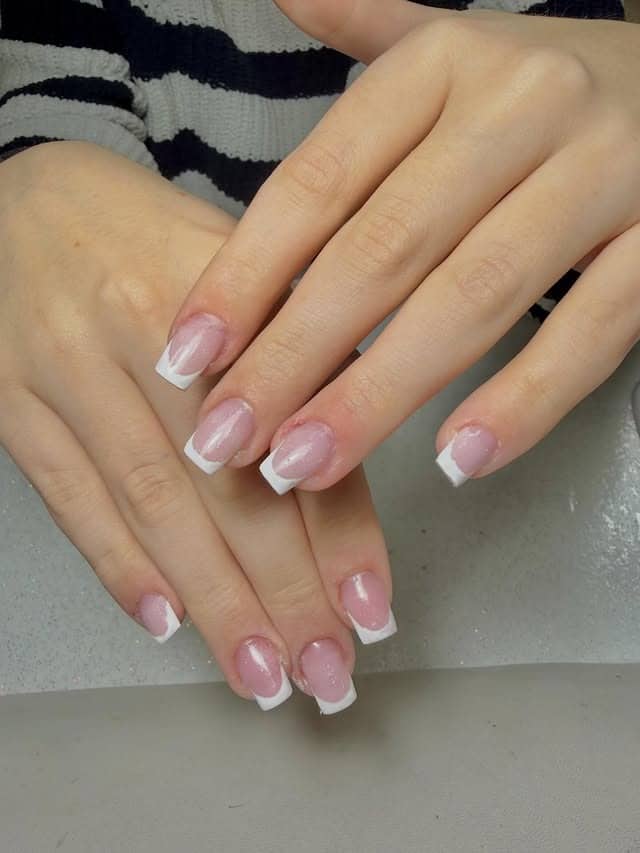 14. Natural Short French in Pink and Soft White - luxury nail ideas