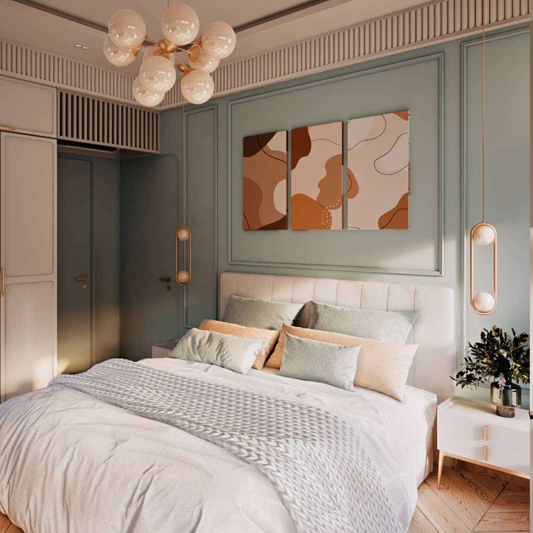 5. Contemporary Mint with Blush Accents - mint green bedroom ideas