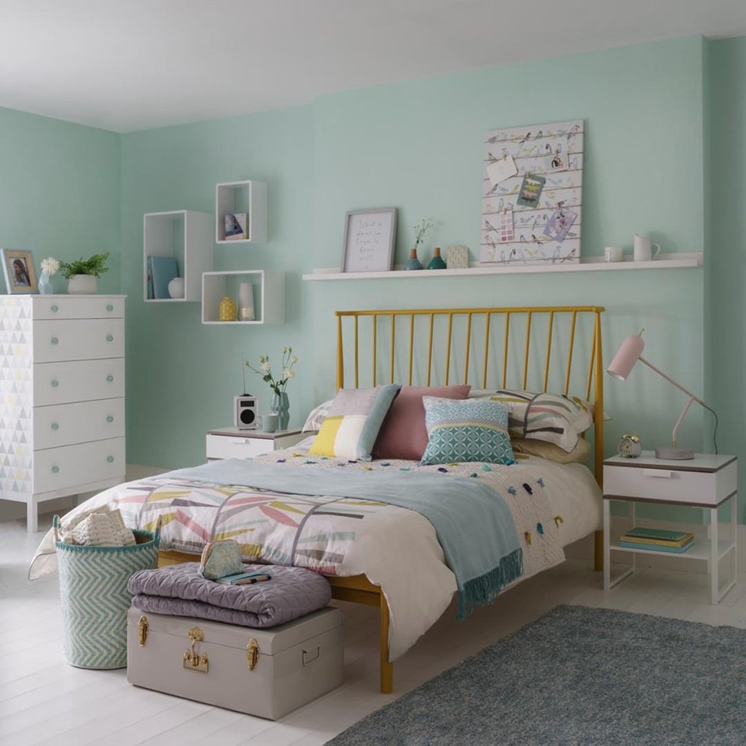 8. Playful Mint Family Bedroom - mint green bedroom ideas