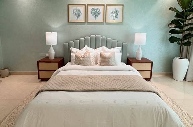 12. Refined Mint Luxury Bedroom - mint green bedroom ideas