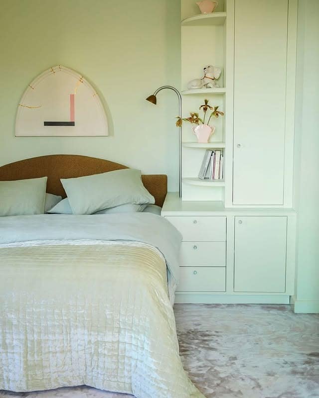 22. Mint Built-In Storage Bedroom - mint green bedroom ideas
