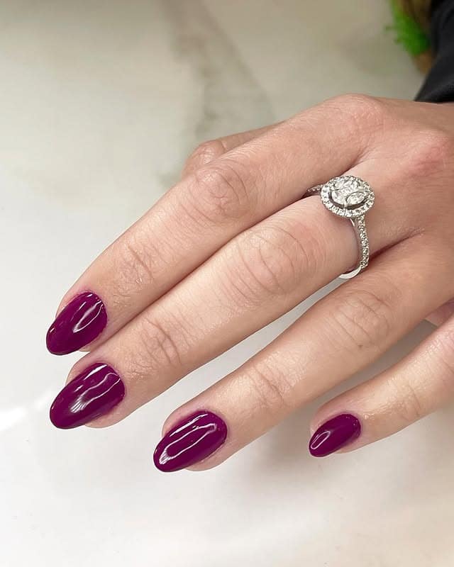 3. Deep Berry Magenta Almond Nails - magenta nail ideas