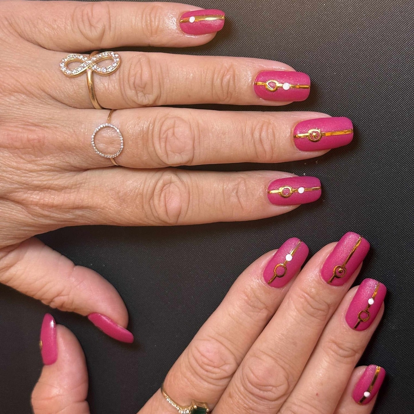 13. Satin Magenta Short Square Nails - magenta nail ideas