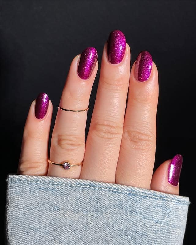 19. Galaxy-Inspired Magenta Ombre Stilettos - magenta nail ideas