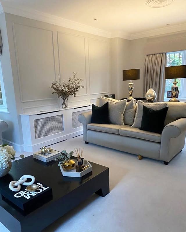 9. Soft Grey Living Room with Understated Gold Touches - grey and gold living room ideas