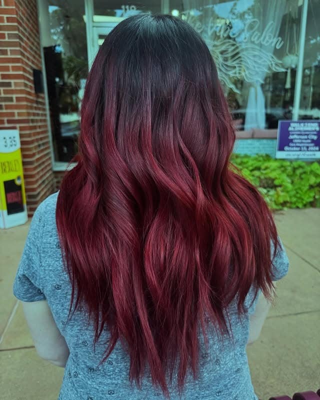 3. Black Cherry Ombre Lengths - Black Cherry Hair Color