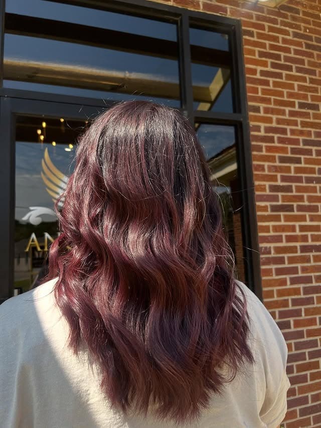8. Textured Black Cherry Waves - Black Cherry Hair Color