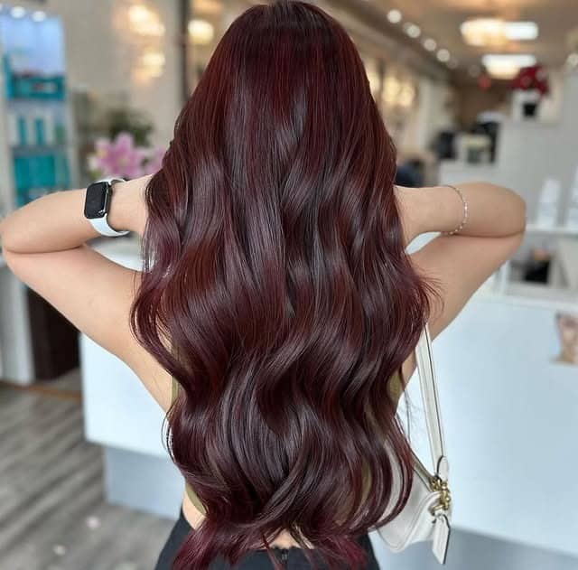 10. Rich Black Cherry Glam Waves - Black Cherry Hair Color