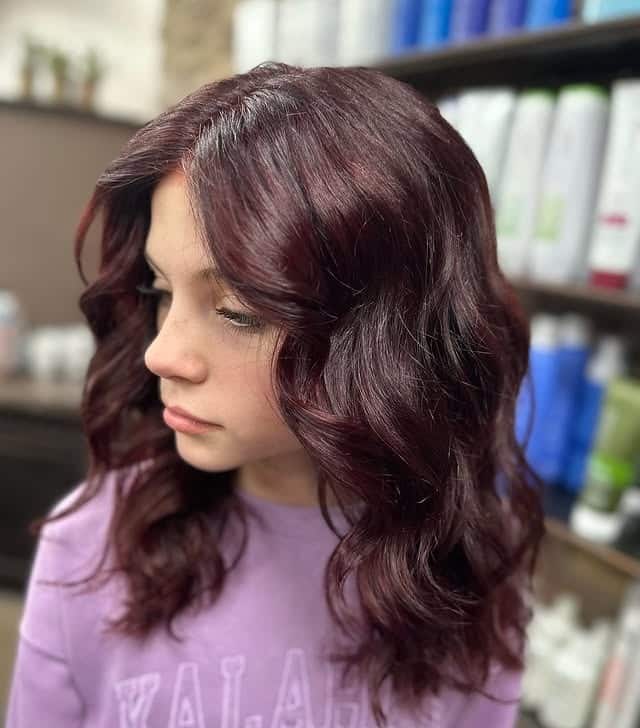 12. Polished Black Cherry Shoulder-Length Cut - Black Cherry Hair Color
