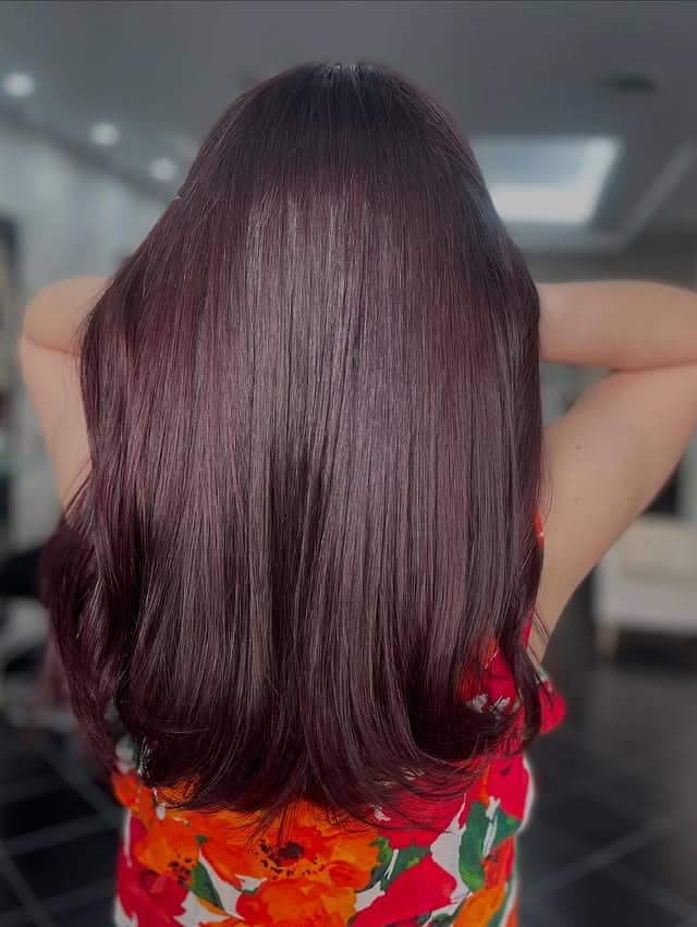 13. Sleek Black Cherry Straight Finish - Black Cherry Hair Color