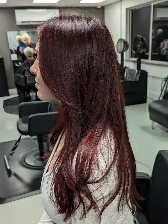 14. Long Black Cherry Layers with Soft Movement - Black Cherry Hair Color