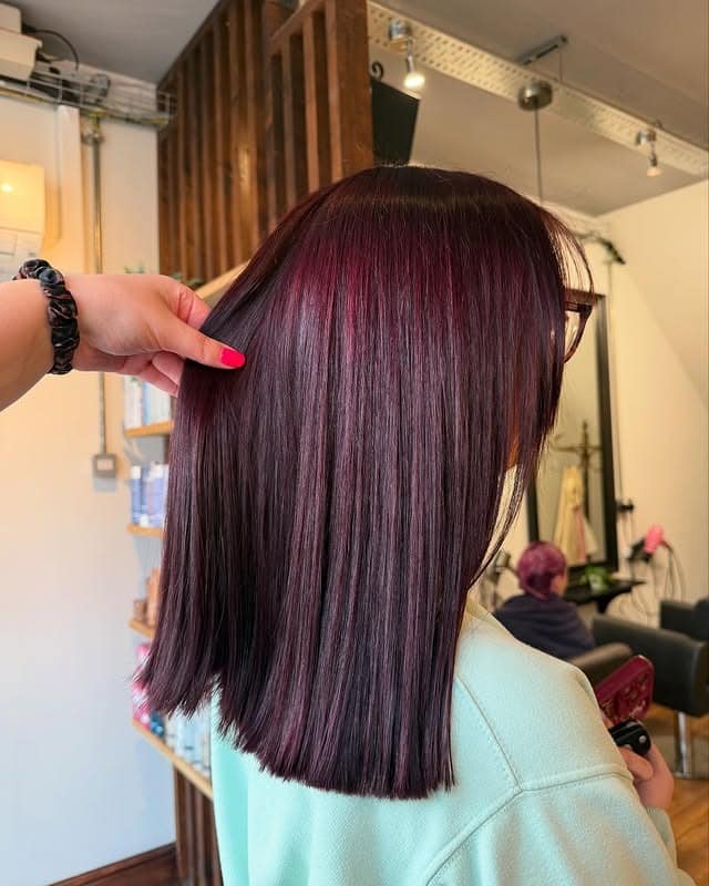 15. Blunt Black Cherry Bob - Black Cherry Hair Color