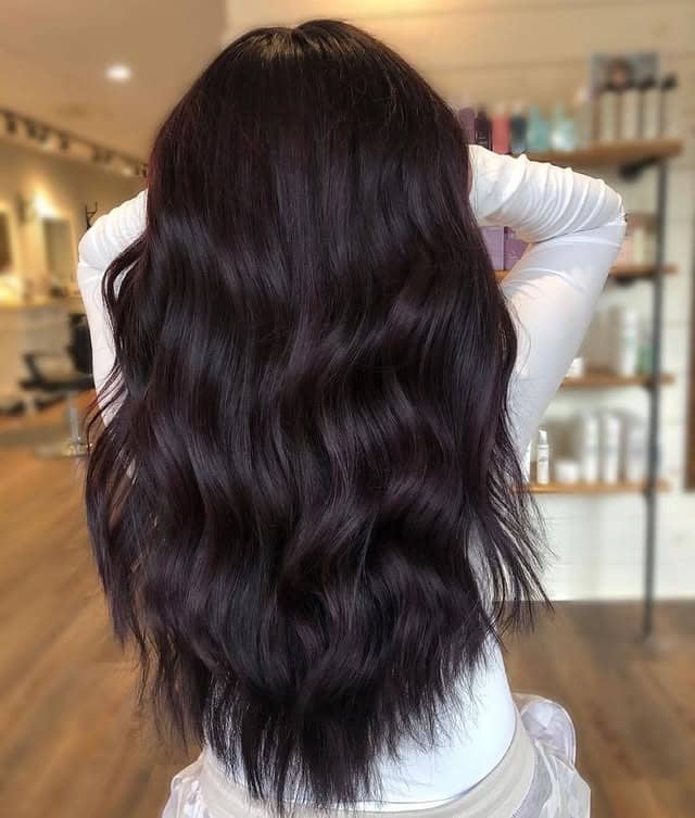 22. Natural Black Cherry Lived-In Waves - Black Cherry Hair Color