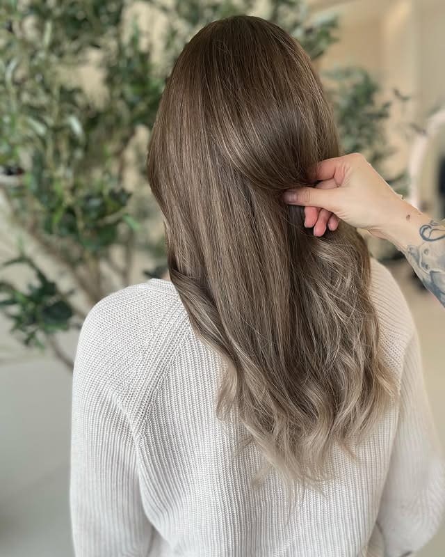 1. Soft Ash Brown Layers with Cool Beige Dimension - Brown Hair with Highlights