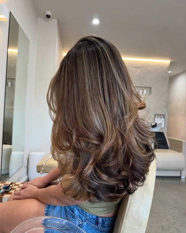 13. Layered Brown Cut with Warm Dimensional Accents - Brown Hair with Highlights