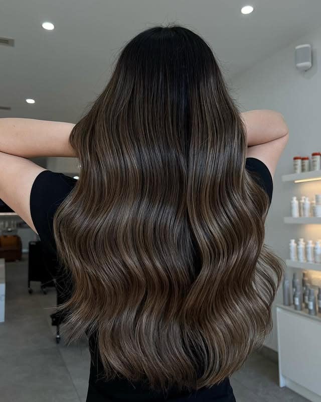 16. Long Brunette Finish with Seamless Light Blending - Brown Hair with Highlights