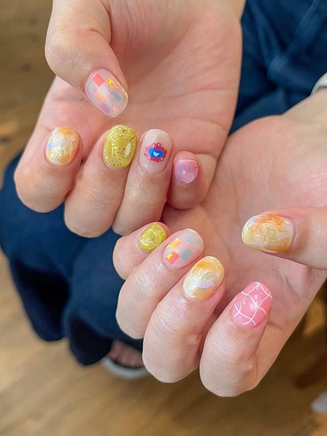 4. Soft Pastel Patchwork Nails - minimal nail ideas